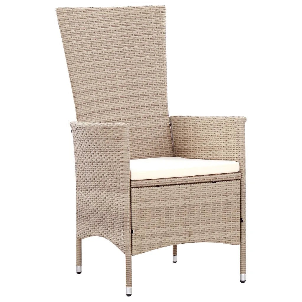 Set da Pranzo da Giardino 7 pz con Cuscini in Polyrattan Beige 46040