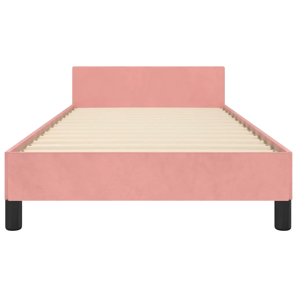 Giroletto con Testiera senza Materasso-Struttura Letto Rosa 100x200 cm Velluto