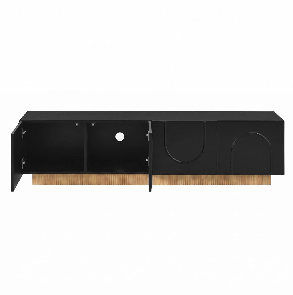 Mobile TV moderno con 4 ante; 170 x 38 x 42 cm; in MDF e truciolare; nero