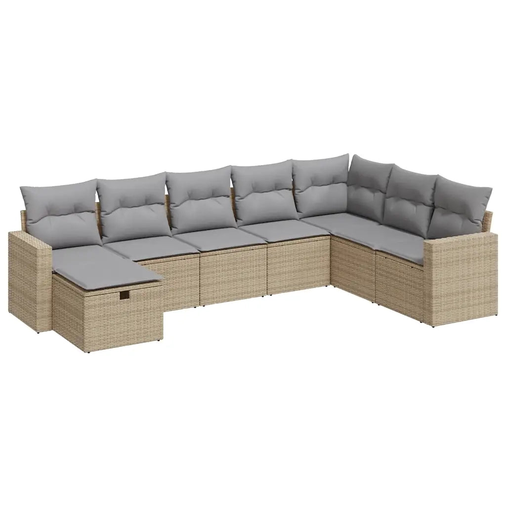Set Divano da Giardino 8 pz con Cuscini Beige in Polyrattan 3325435
