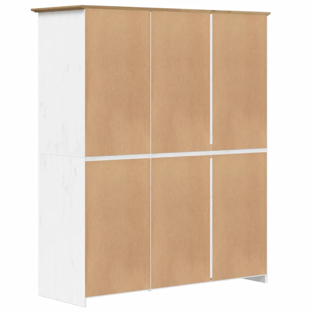Armadio BODO 146x53,5x173 cm Legno Massello Pino Bianco Marrone 355063