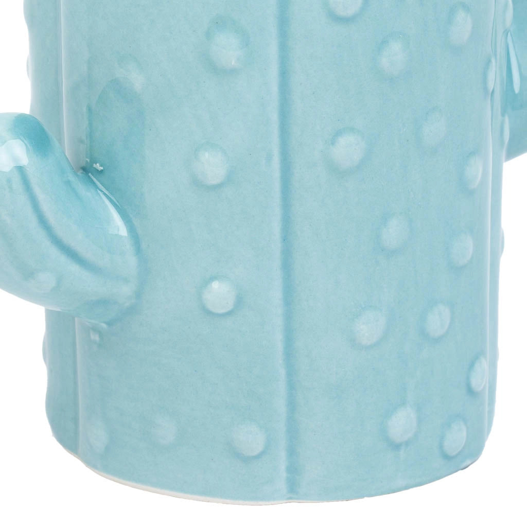 Portapenne cactus in ceramica blu 13,5x7,8x11h