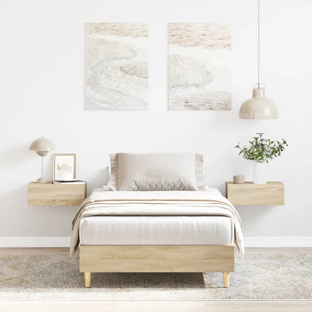 Letto singolo | Letto per adulti | Giroletto senza Materasso Rovere Sonoma 90x190 cm in Truciolato