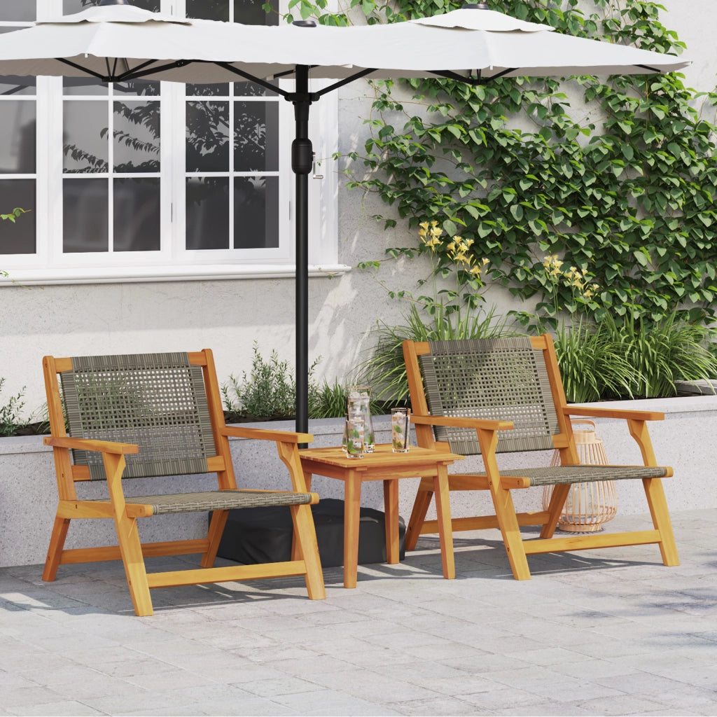 Sedie da Giardino 2 pezzi Grigio 76x67x73.5 cm Legno Massello di Acacia