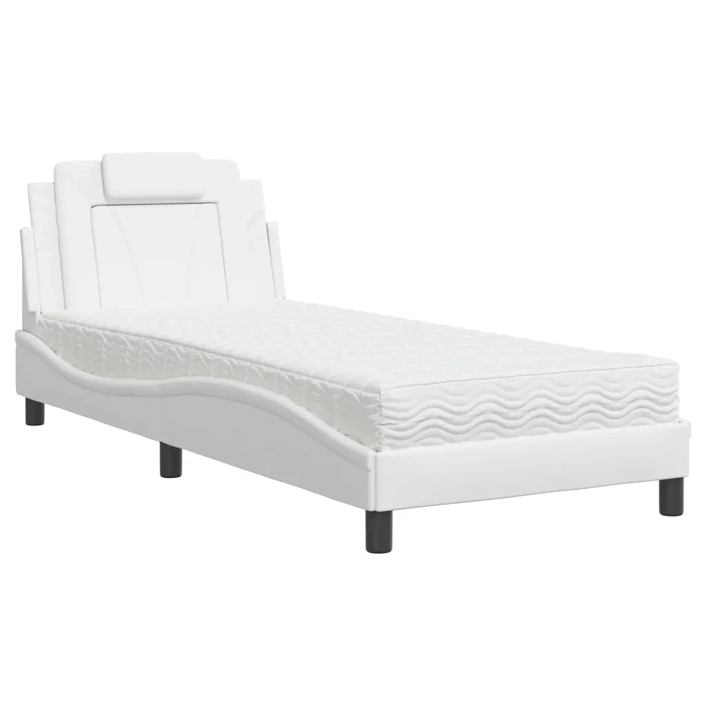Letto Viana con Materasso Bianco 90x190 cm in Similpelle 3208762