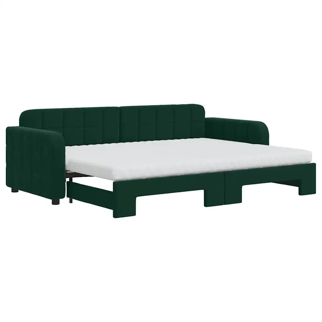 Divano Letto Estraibile Materassi Verde Scuro 80x200 Velluto 3196948
