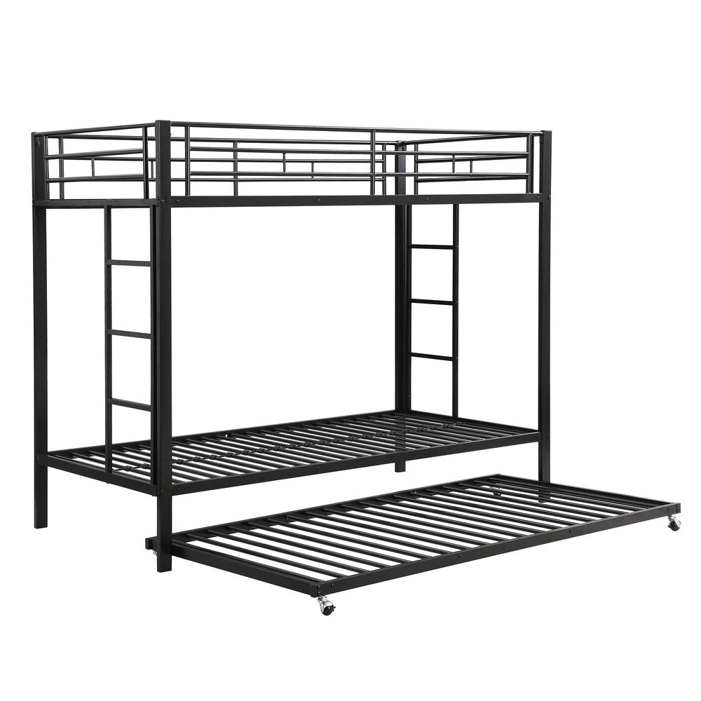 Letto a Castello con Letto Estraibile ¨C MINIMAL ¨C Metallo Nero 90x200