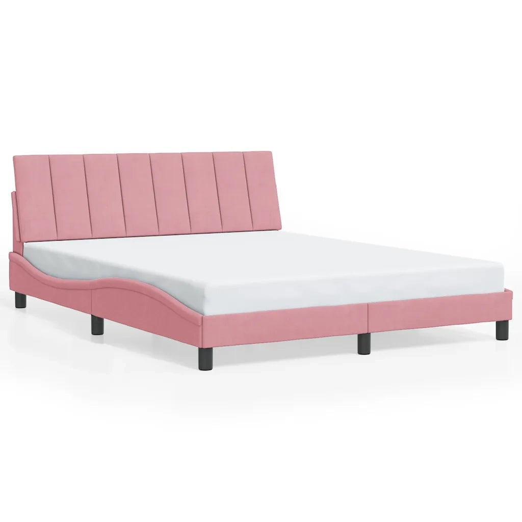 Giroletto con LED senza Materasso-Struttura Letto Hanko Rosa 160x200 cm in Velluto