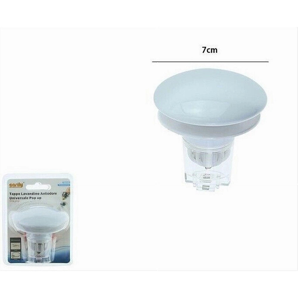 Trade Shop - Tappo Di Scarico Per Lavandino Bagno Antiodore Universale Pop Up Bianco 7cm 87384 -