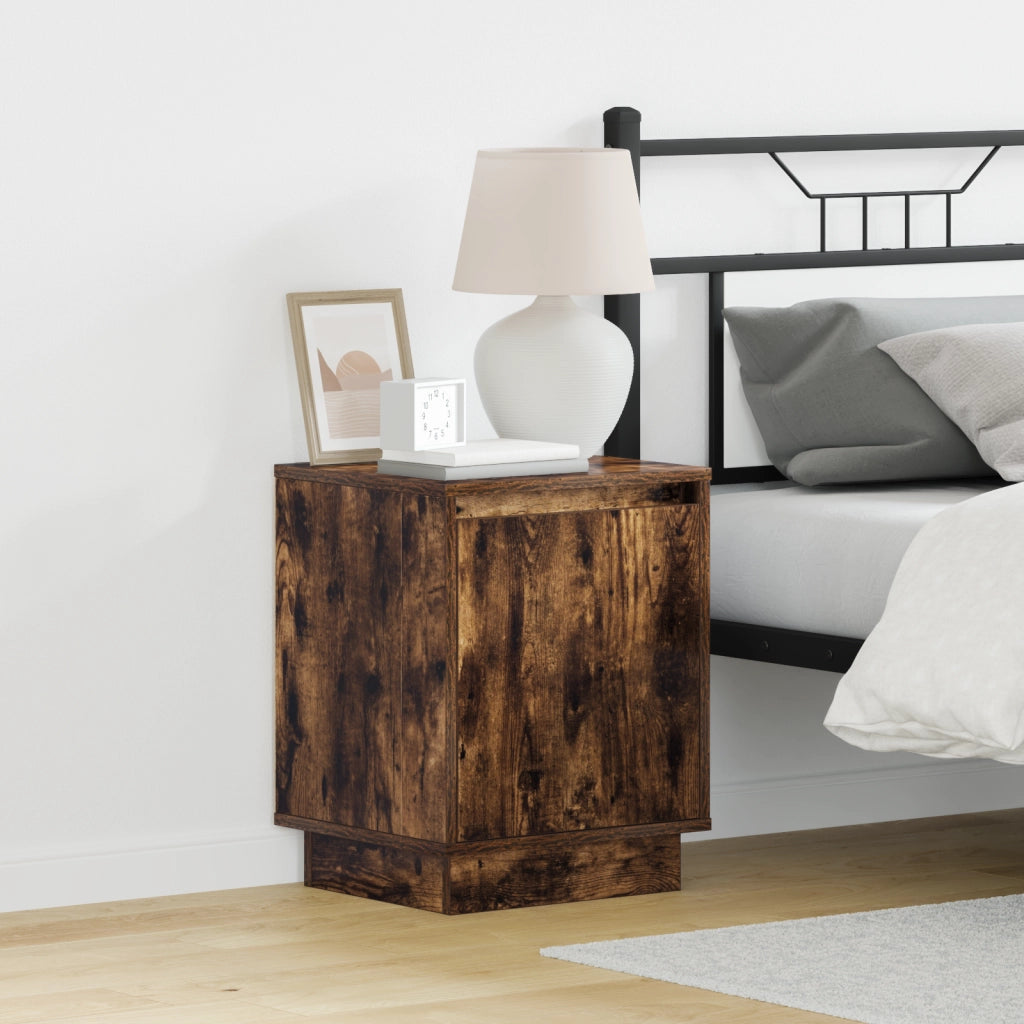 Comodini con luci LED 2 pezzi Rovere affumicato 39x34,5x50 cm