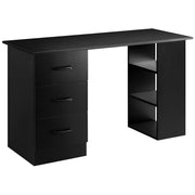 Scrivania Moderna in Legno con 3 Cassetti e 3 Ripiani ¨C Zephmum ¨C Nero 120x49x72cm