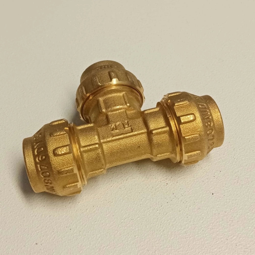 Raccordo 25x25x25 tee t di giunzione in ottone con tenuta o-ring ed ogiva in ottone