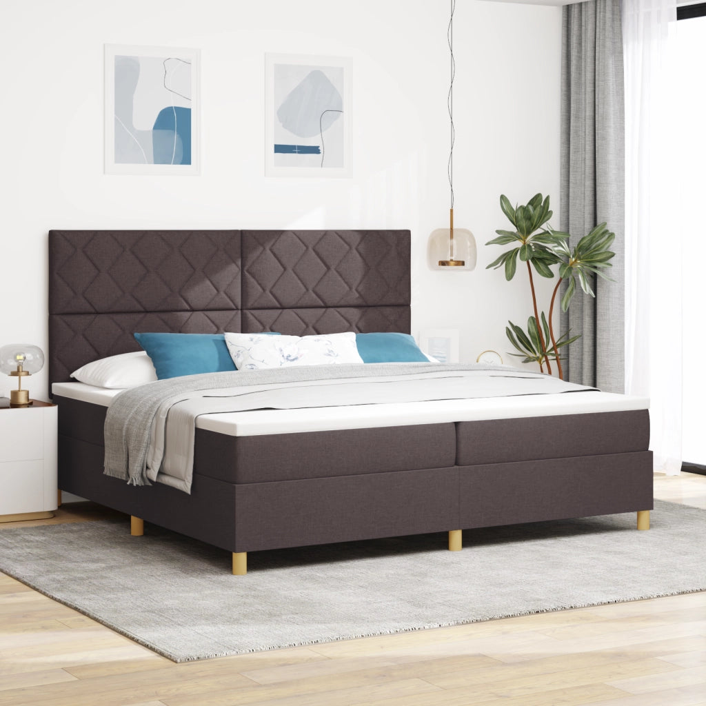 Letto Box Spring con Materasso Marrone Scuro 200x200 cm Tessuto