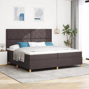 Letto Box Spring con Materasso Marrone Scuro 200x200 cm Tessuto