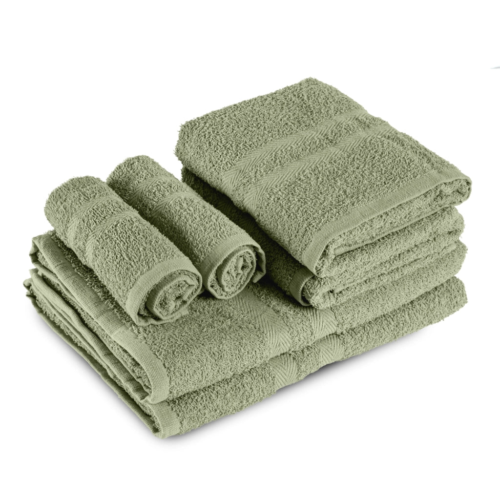Set Asciugamani Bagno 6 Pezzi in Spugna di Cotone 400 g/m², 2 Teli 70x140 cm, 2 Asciugamani 50x90 cm e 2 Ospiti 30x50 cm, Morbidi e Assorbenti Verde