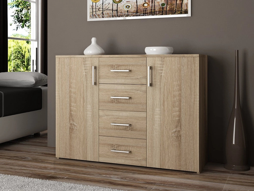 Cassettiera AKORD K45 Cassettiera Sonoma Quercia 110 cm 2 ante 4 cassetti 110x35x80 cm