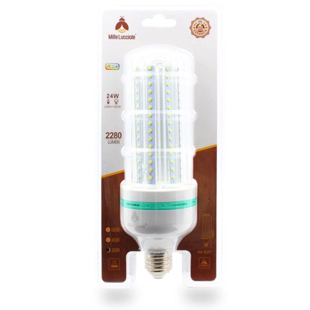 Trade Shop - Lampadina Led E27 24w 4u 2280lm Tubolare Tubo Lineare Luce Calda Fredda Naturale -