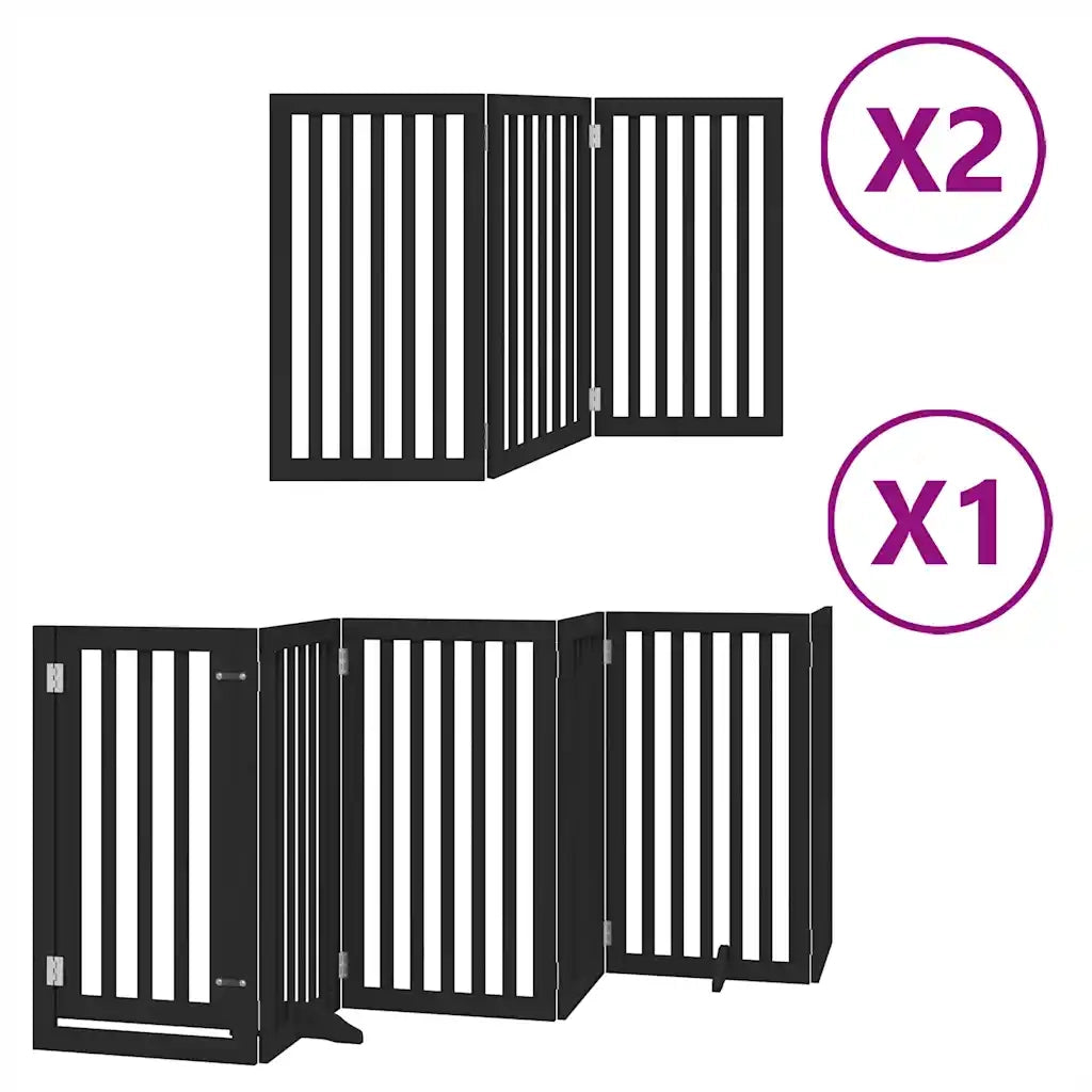 Cancello Cani Porta Pieghevole Nero 12 Pannelli 600cm Pioppo CFW9638842