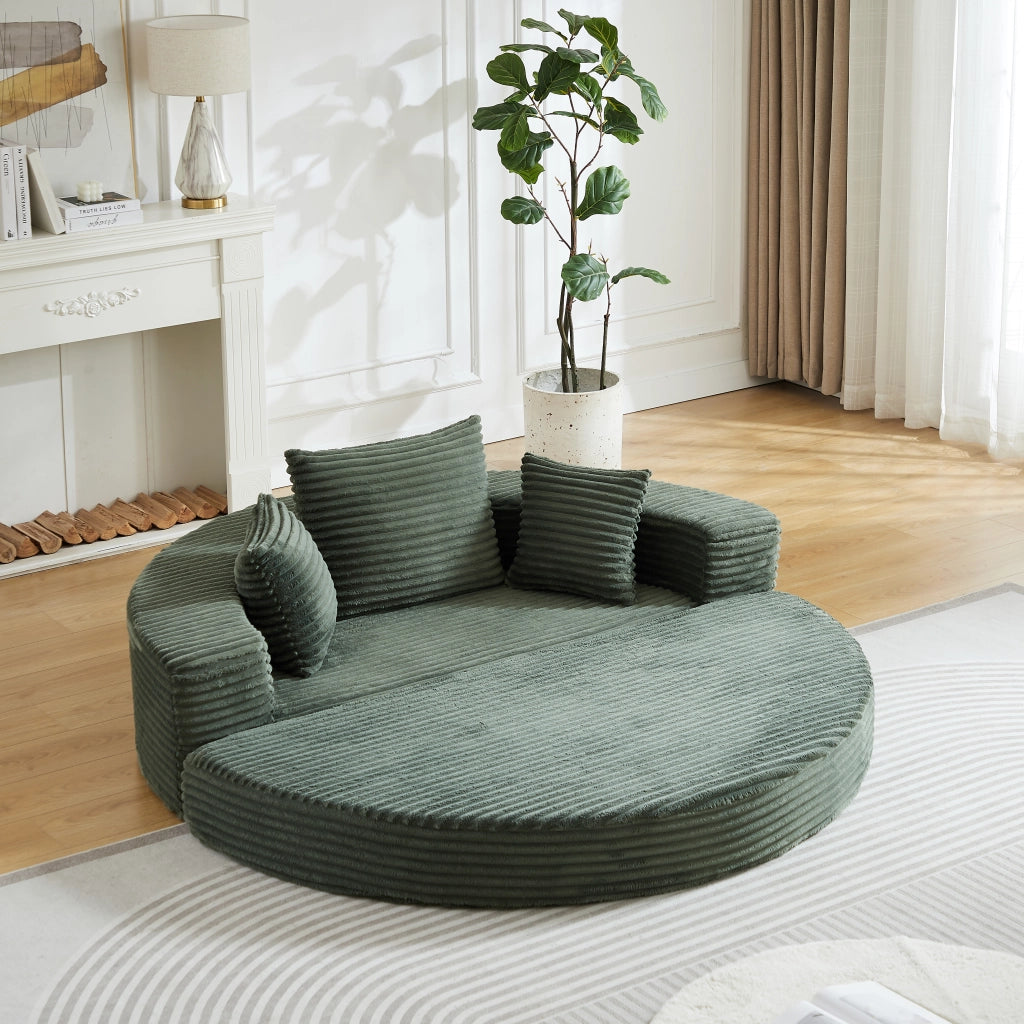 Divano Letto Rotondo 2 in 1 ¨C MINIMAL ¨C Tessuto con Tasche