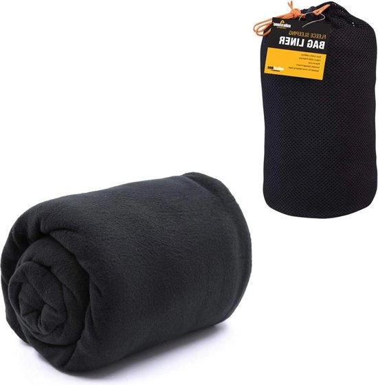Sacco da letto in fleece con imbottitura comfortabile caldo compatto portatile facile da pulire nero 220 x 85 cm L 220 x B 85 cm