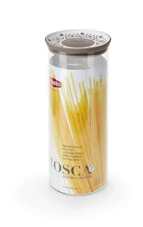 Barattolo da Cucina tondo con Tappo ermetico Bianco e Tortora Tosca 2,2 litri