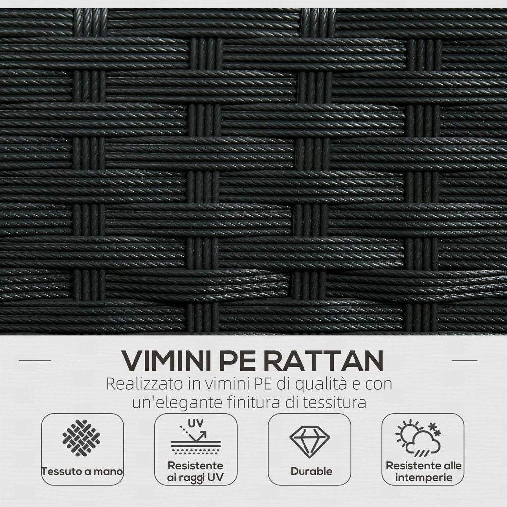 SET DA GIARDINO 4PEZZI IN RATTAN CON 2 SEDIE, POLTRONA DA GIARDINO A 2 POSTI E TAVOLINO BASSO