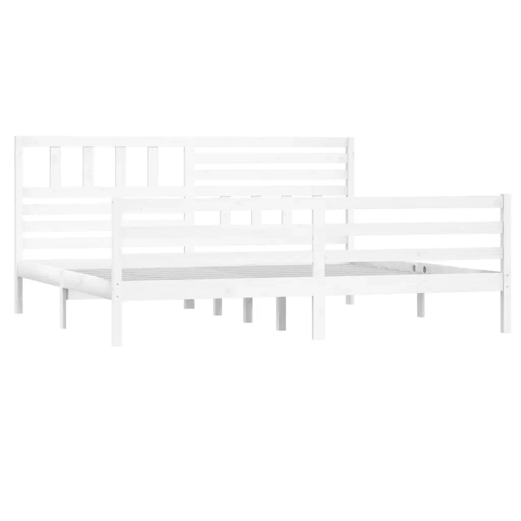 Letto matrimoniale | Letto per adulti | Giroletto Bianco in Legno Massello 200x200 cm