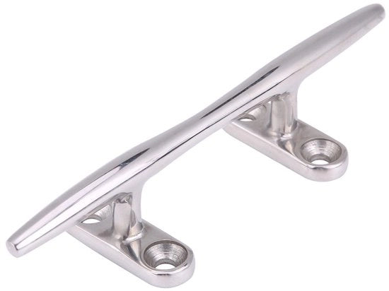 Cleat da Scalo per Barche in Acciaio Inossidabile 316 - Base Aperta - 12,5 cm - Morsetto Nautico - Argento - Resistenze ai Colpi - Cleat per Barche