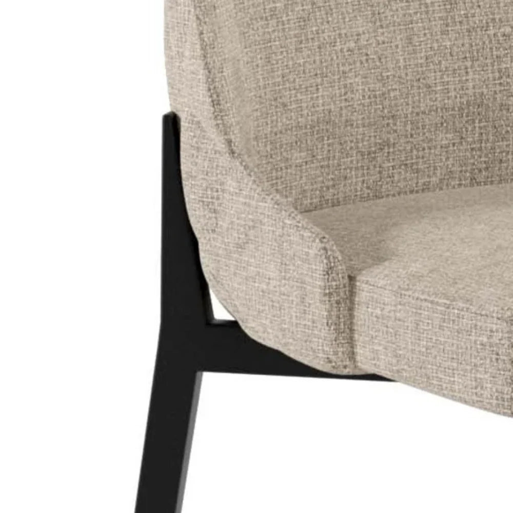 Set di 4 sedie da pranzo imbottite in tessuto beige Charm con struttura in metallo facili da pulire | Duzzle