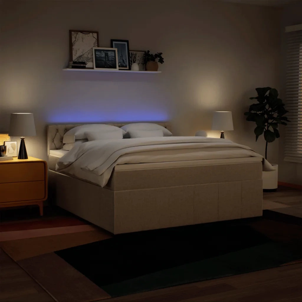 vidaXL Giroletto a Molle con Materasso Crema 180x200 cm in Tessuto