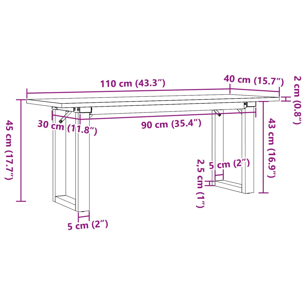 Tavolino salotto | Tavolino da caff¨¨ | Tavolino da Soggiorno Telaio a O 110x40x45cm Legno Pino e Acciaio