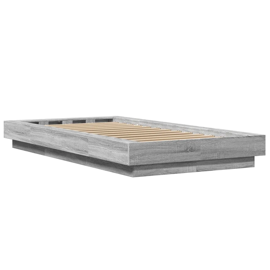 Giroletto con Luci LED-Struttura Letto Grigio Sonoma 90x200cm Legno Multistrato 610850
