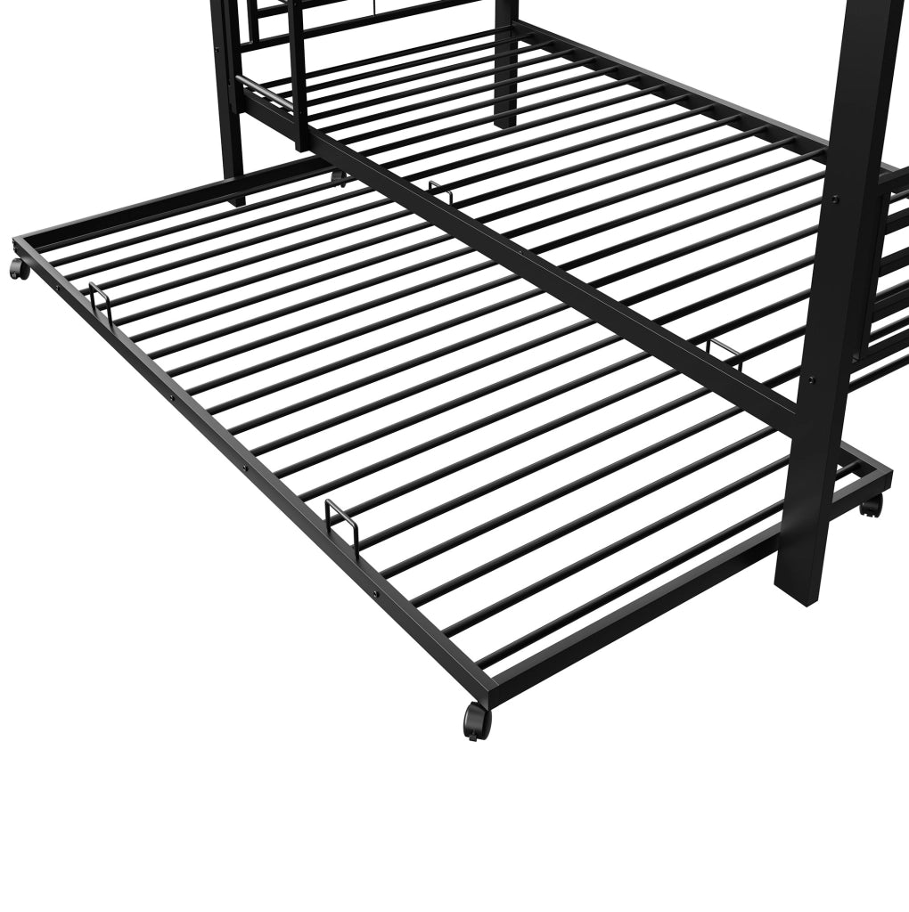 Letto a castello in metallo 90x200 cm con letto estraibile 90x190 cm; nero