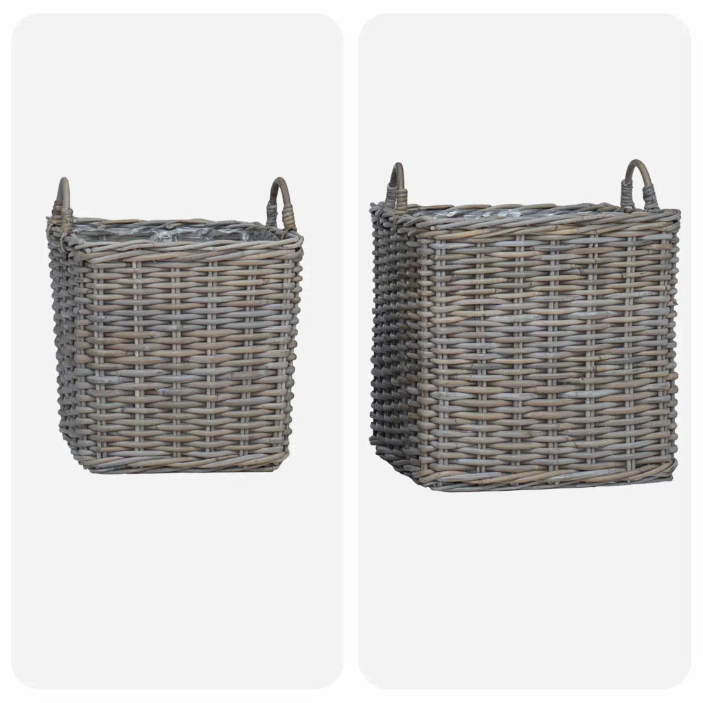 Cestino per Piante con archiviazione 2 pcs Grigio Rattan Lacak