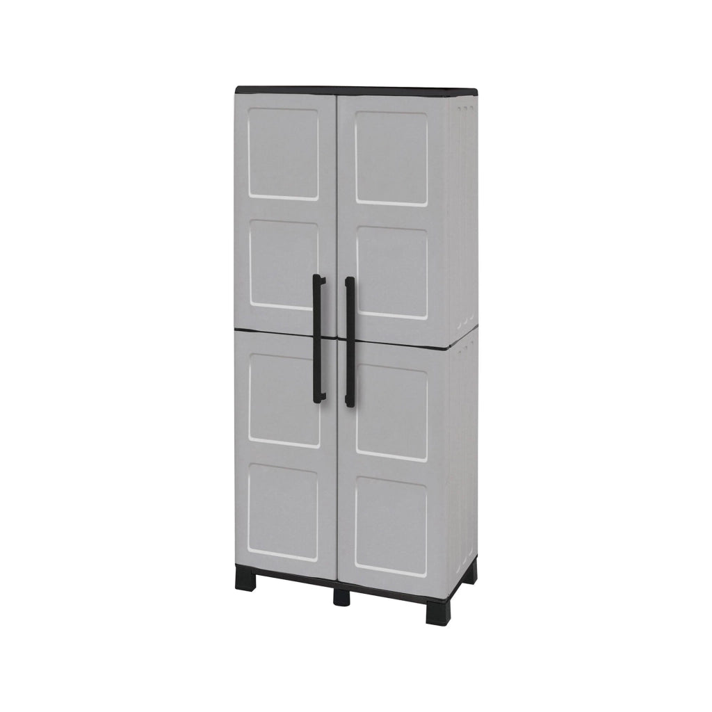 Mobile da Giardino Askan, Armadio da Esterno 3 Ripiani Made in Italy, 68x37x169h cm Grigio Chiaro
