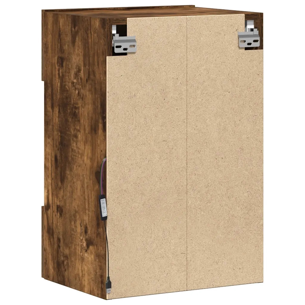 Mobili da parete con luci LED per TV 2pz Rovere Fumo 40x30x60,5 cm 837087