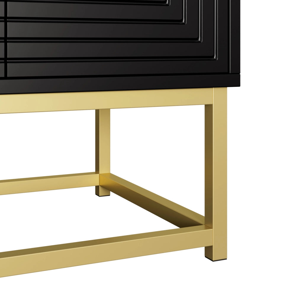 Credenza contenitore nera opaca a 3 scomparti, 160 cm