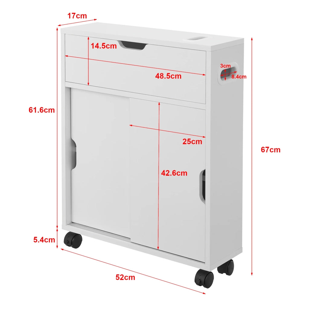 Mobile contenitore per bagno 67 x 52 x 17 cm con ante scorrevoli bianco 03_0006851