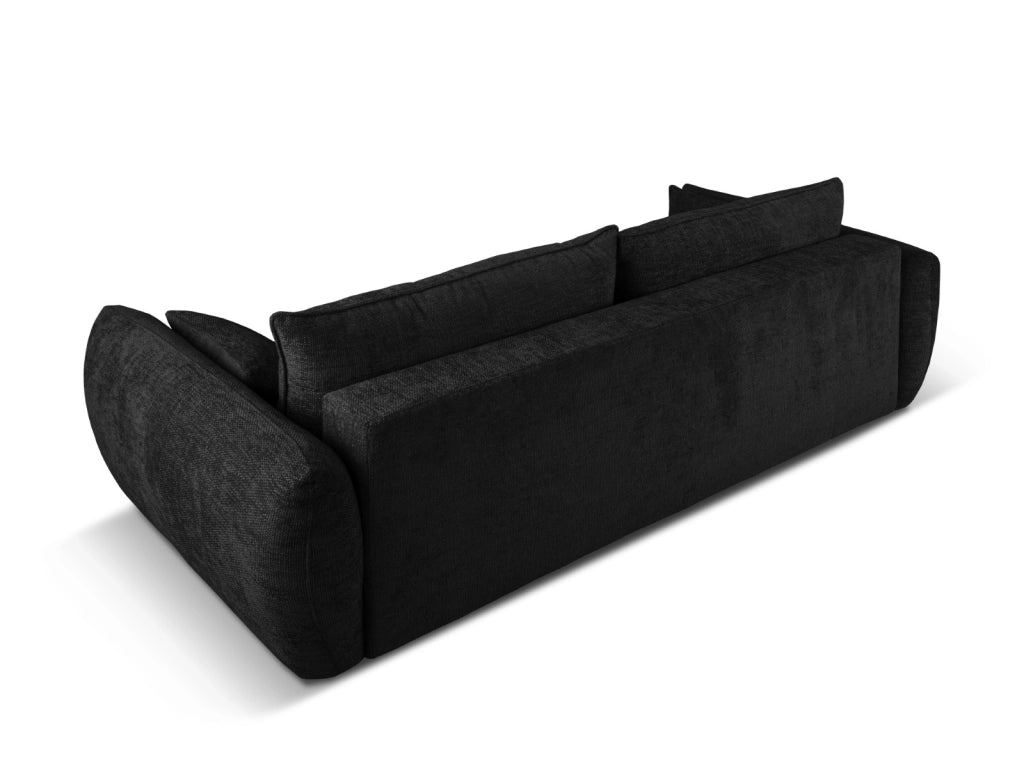 Cosmopolitan Design - Divano convertibile con contenitore "Matera" 3 posti in ciniglia nero 
