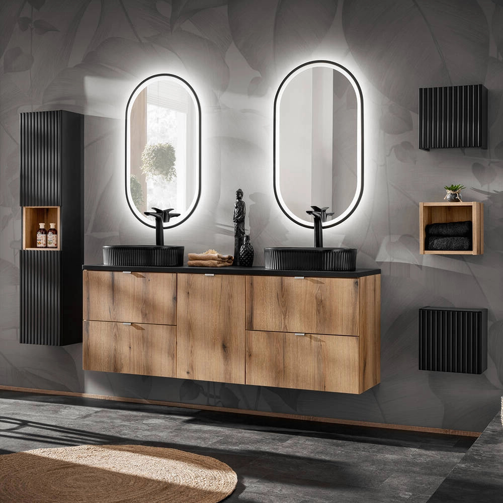 Mensola da Parete NEWPORT con Scomparto Aperto 27x25x21 cm - Effetto Rovere [en.casa]