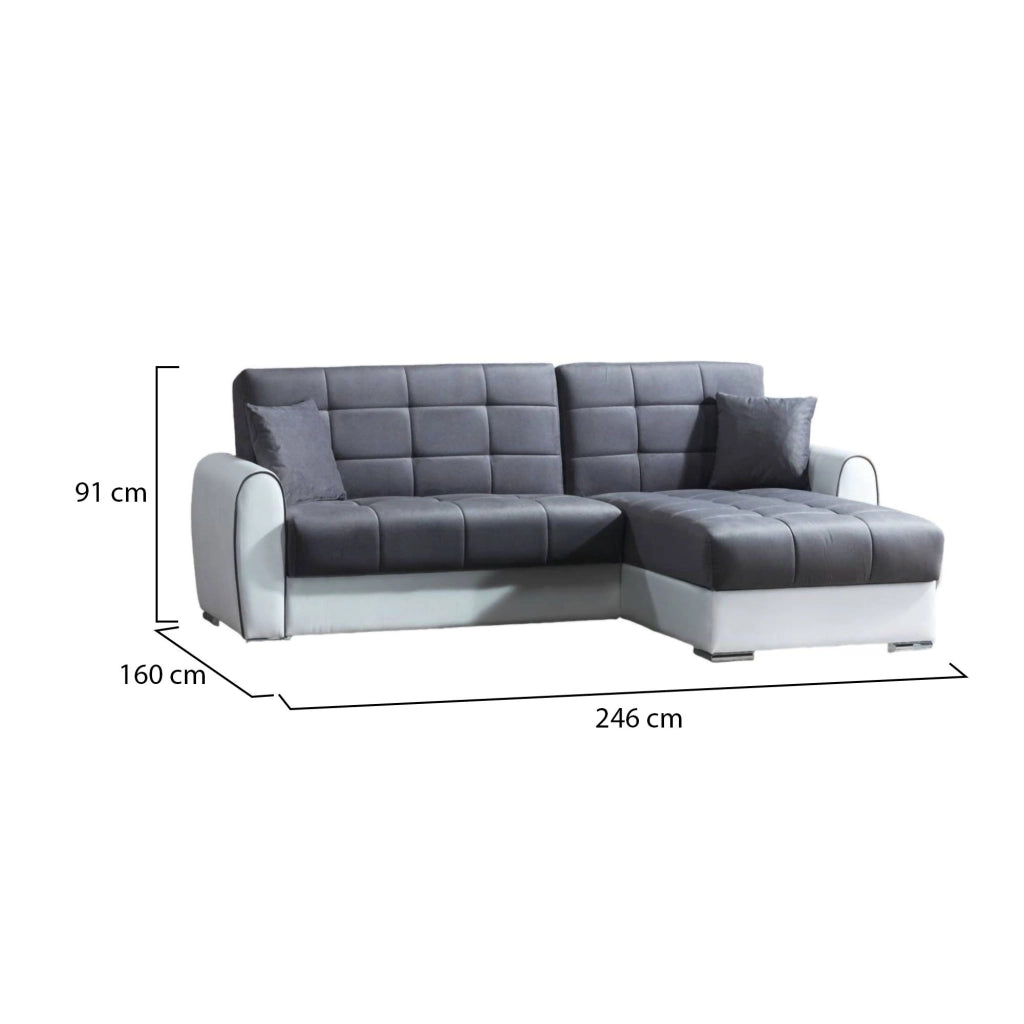 Argos, Divano Letto con Penisola Contenitore, 160x246 cm Nero