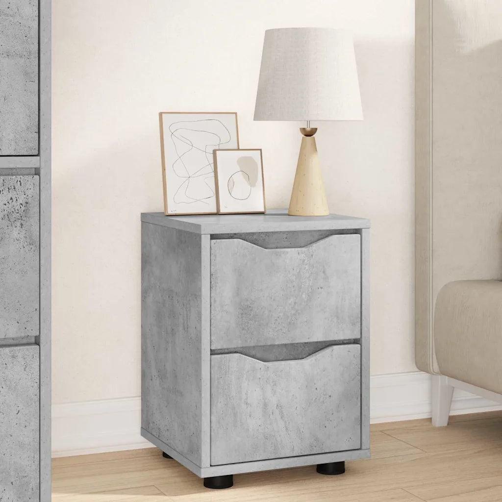 Comodini con cassetto 2 pcs Grigio cemento 30,5 x 30 x 43 cm