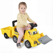 Auto a spinta 99 x 22 x 37,5 cm con rimorchio staccabile e vano portaoggetti sotto il sedile in PP giallo 20_0018126