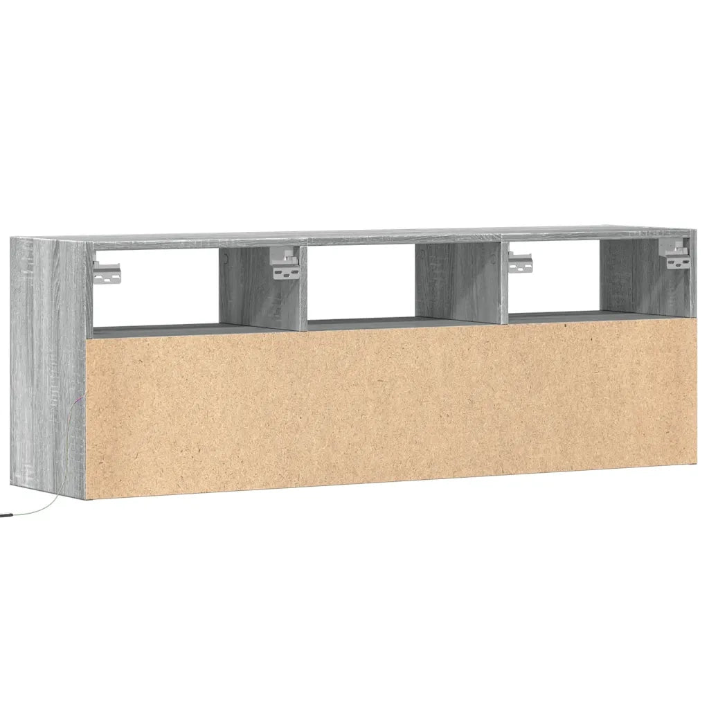 Mobile TV a Parete con Luci LED Grigio Sonoma 130x31x45 cm