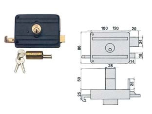 SERRATURA DA PORTONCINO CATENACCIO E SCR. DOPPIO CILINDRO FISSO 210DCF  mm.50 (210/DCF)    ICSA