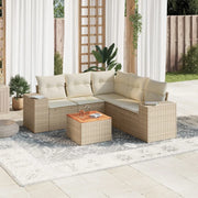 Set Divano da Giardino 6 pz con Cuscini Beige in Polyrattancod mxl 113575