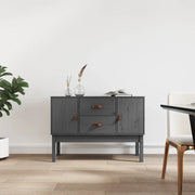 Credenza-Buffet-Armadio da cucina Grigia 110x40x78 cm in Legno Massello di Pino