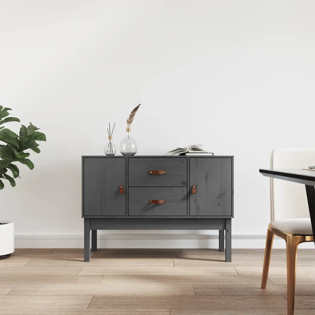 Credenza-Buffet-Armadio da cucina Grigia 110x40x78 cm in Legno Massello di Pino