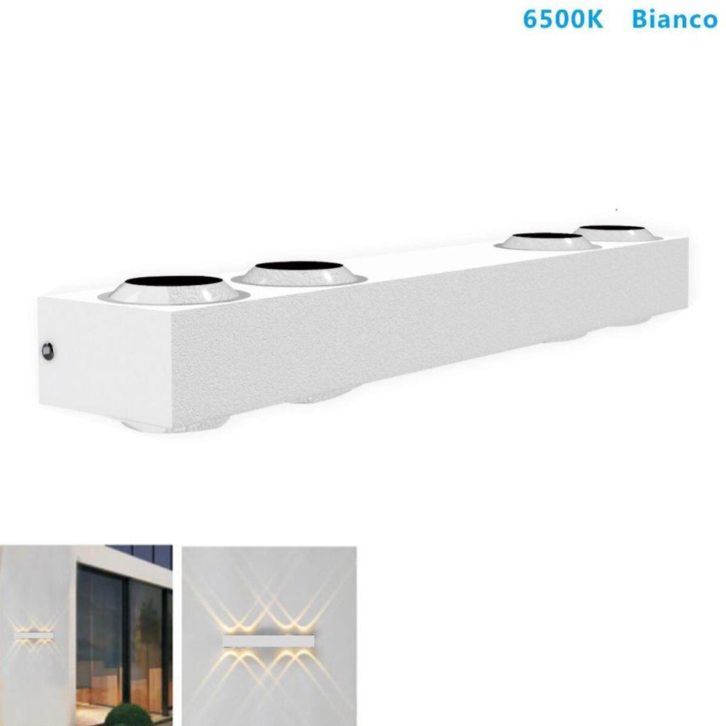 APPLIQUE LED 8W BIANCO LAMPADA LUCE 6500K PARETE UP DOWN ESTERNO INTERNO