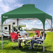 Gazebo Acquaplanato 3x3 Opieleggibile Gazebo Pop-up Stabile per Esterno, Resistente ai Raggi UV, Gazebo da Giardino Regolabile in Altezza per Tutti gli Anni, Adatto per Feste, Campeggio, Mercatini, Piscine, Festival, Colore Verde